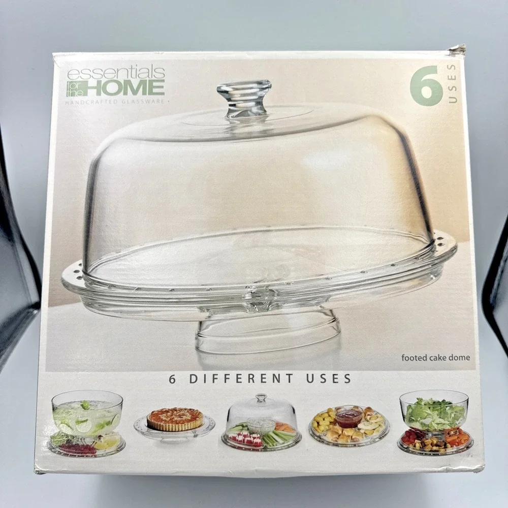 New In Box Essentials for the Home 6 in 1 Footed Cake Dome 12